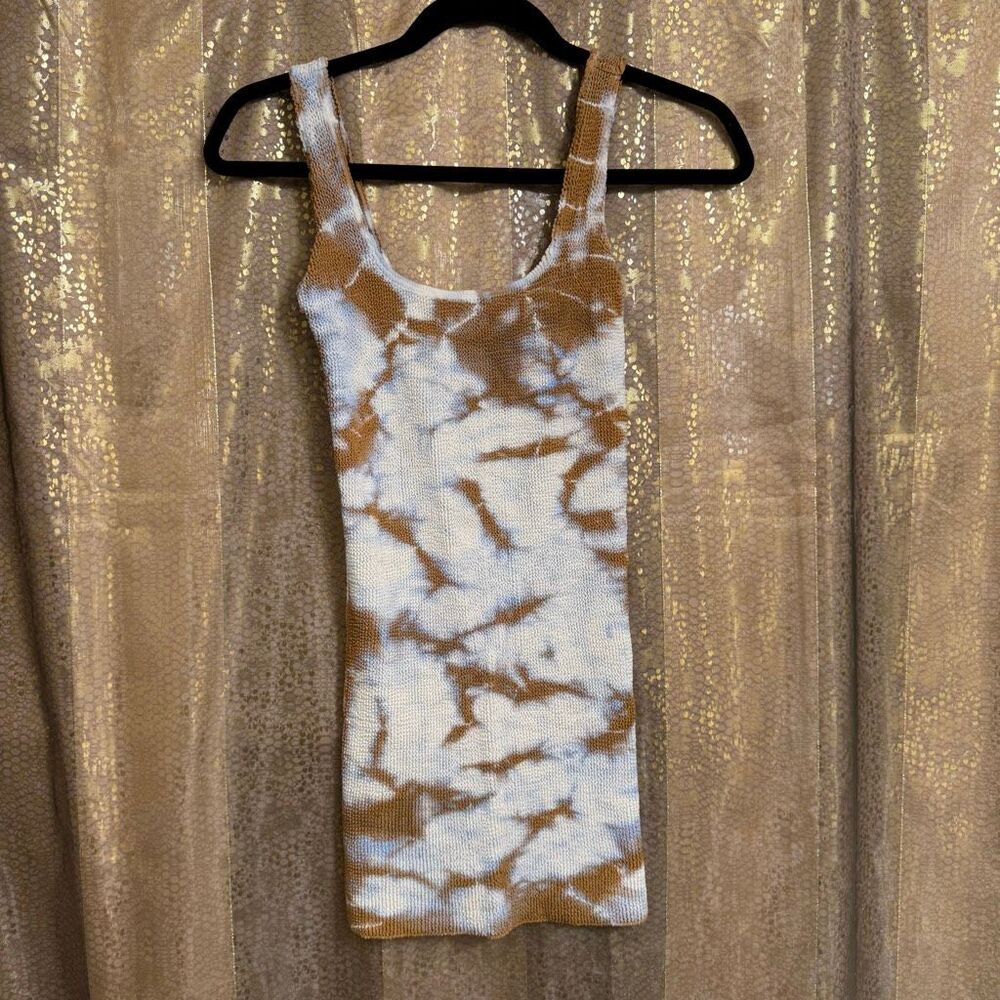 Bound By Bond-Eye Australia Hailey Cream Tie Dye Stretch Mini Dress NWT